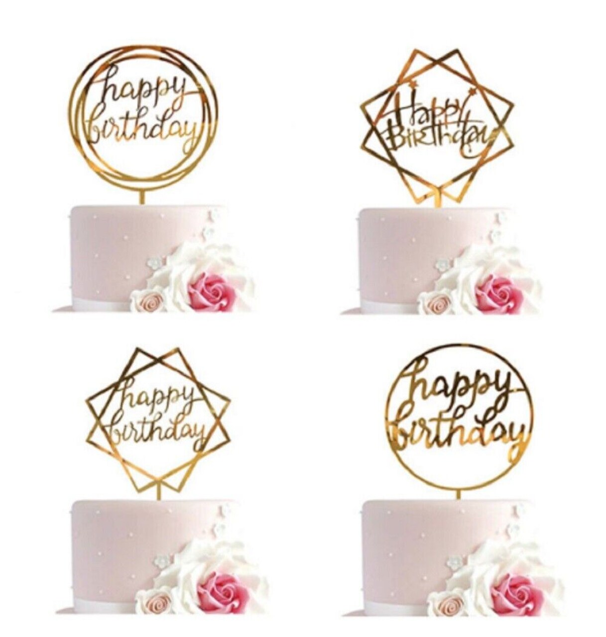 Kitcheniva Glitter Paper Happy Birthday Cake Topper 12 Pcs